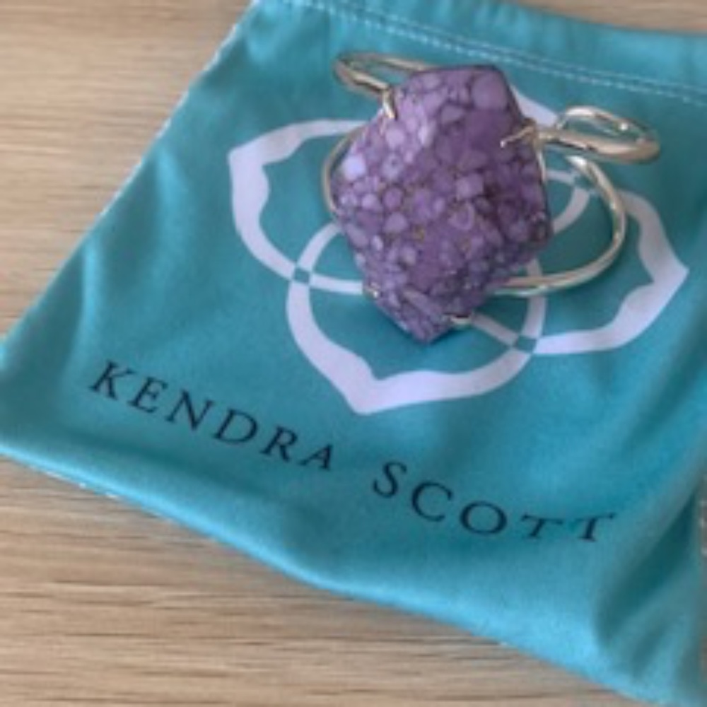 Kendra Scott silver bangle w/ purple stone